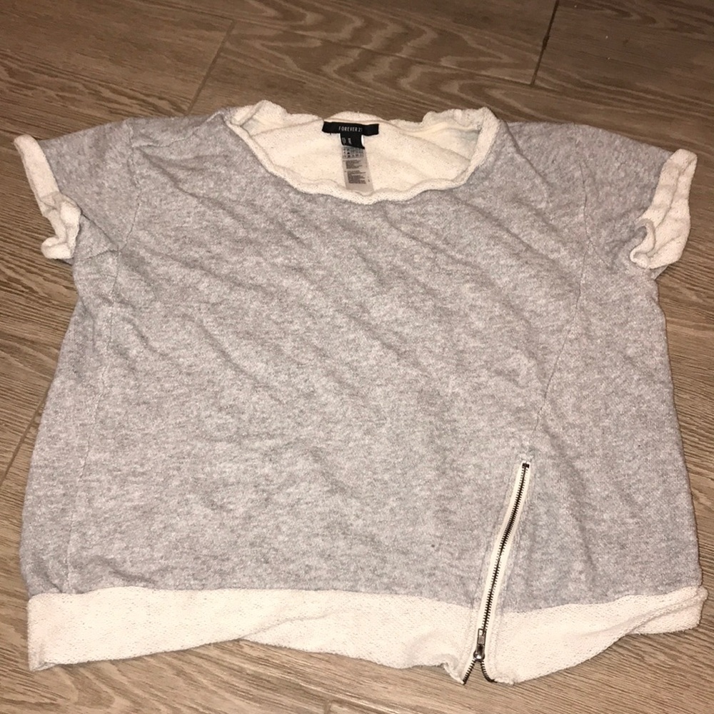 Grey short sleeve sweater shirt